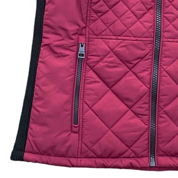 Andrew Marc Quilted Puffer Vest Berry Red Zip Pockets Gorpcore Ski Hiking Camp-M - Picture 2 of 14